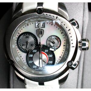 Tonino Lamborghini Mens Swiss Chronograph Watch TL7712 Stainless Steel & White L
